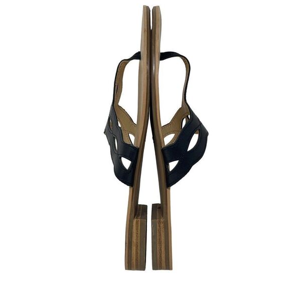 Talbots Women's Sandals 7.5M Genuine Leather Upper Black Cutout Design - Picture 3 of 10